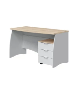 SCRIVANIA CON CASSETTI BIANCA E ROVERE, 136X67X74 CM